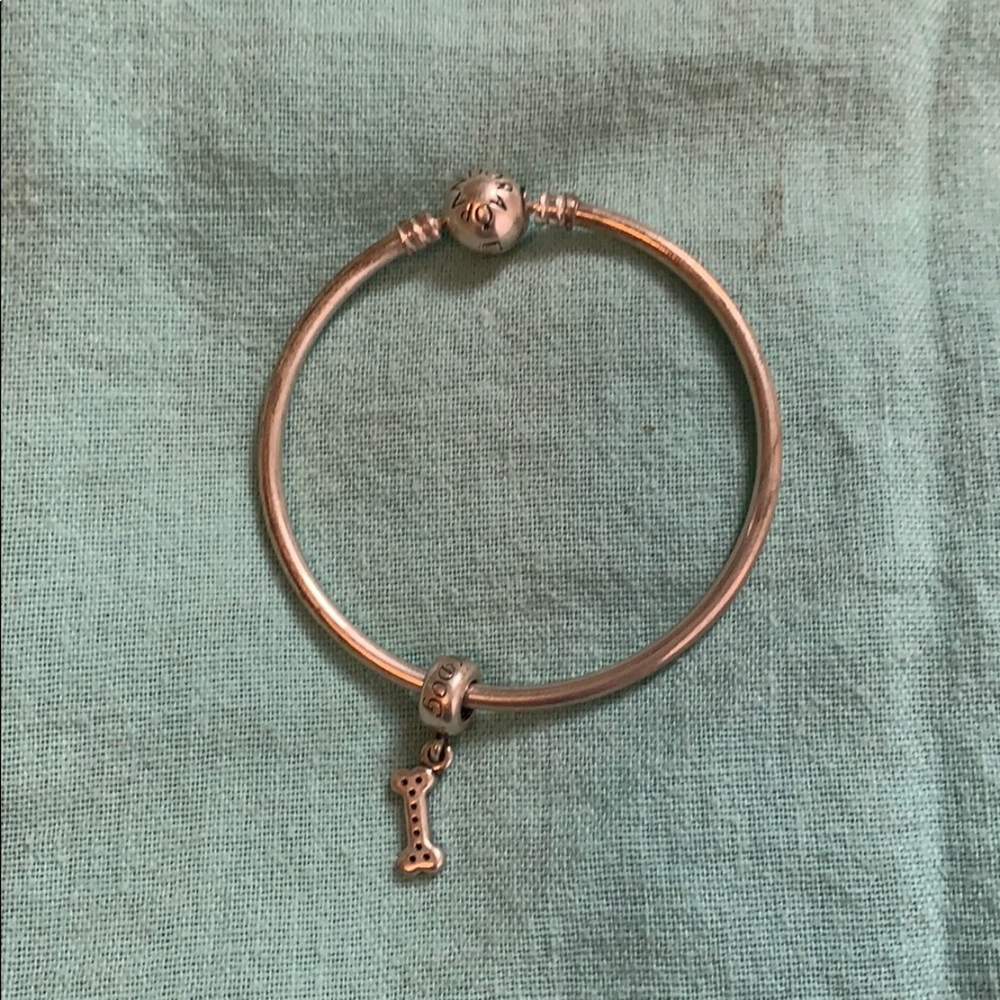 Pandora Sterling Silver Small Bangle with 1 Charm